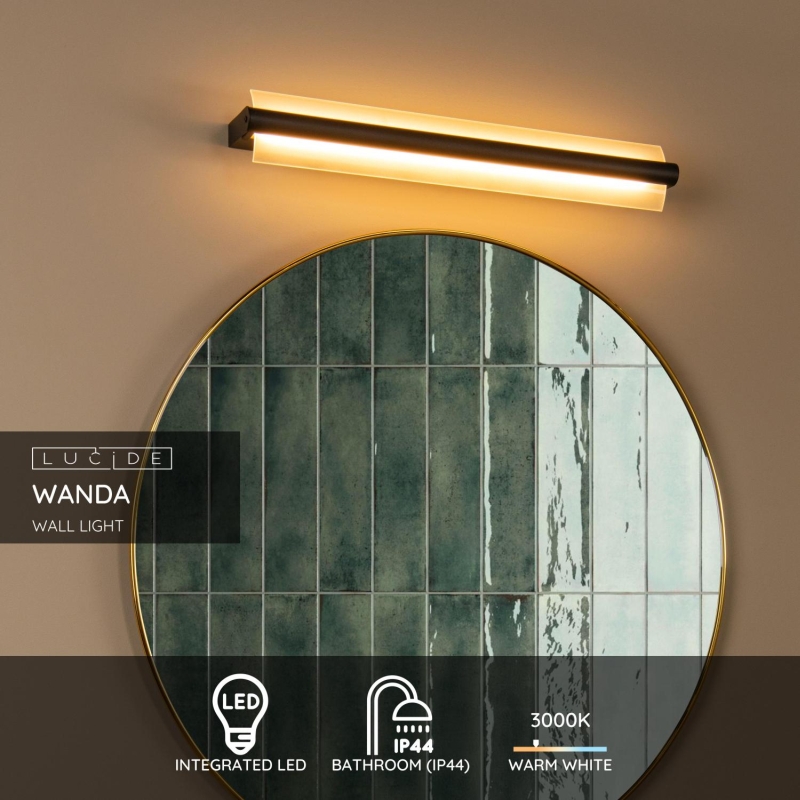 Lucide WANDA - Nástenné svietidlo Kúpeľňové - LED - 1x19W 3000K - IP44 - matné